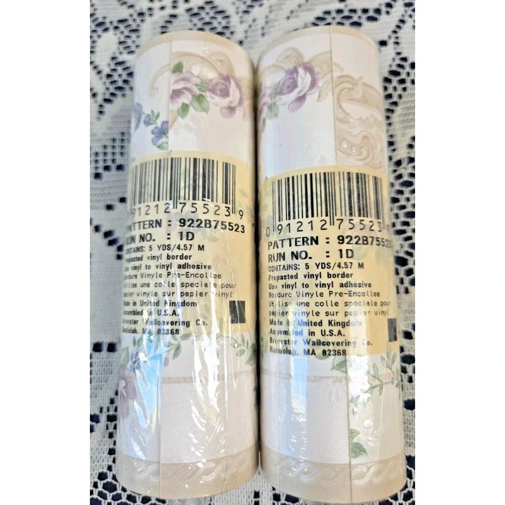 Brewster Wallcovering Floral Wallpaper Border Pre-pasted Vinyl 5yd X 2 Vtg NOS